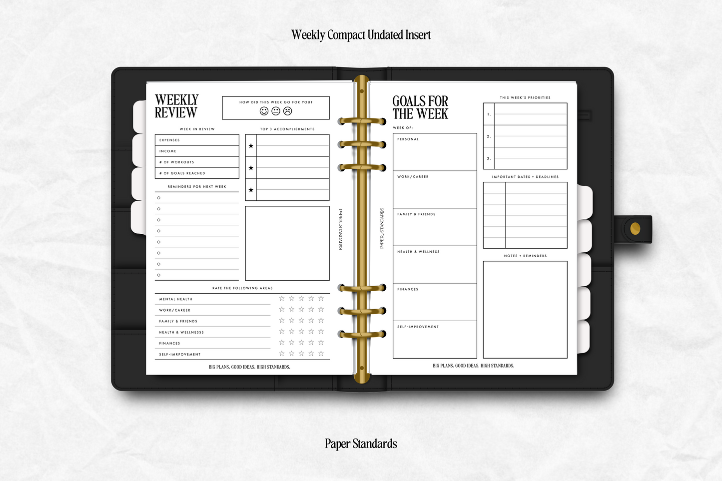 Deluxe Weekly Compact Undated Insert