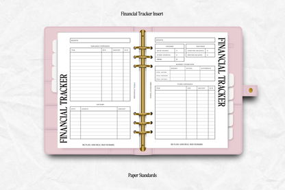 Financial Tracker Insert