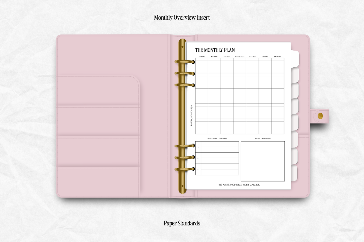 Monthly Overview Insert