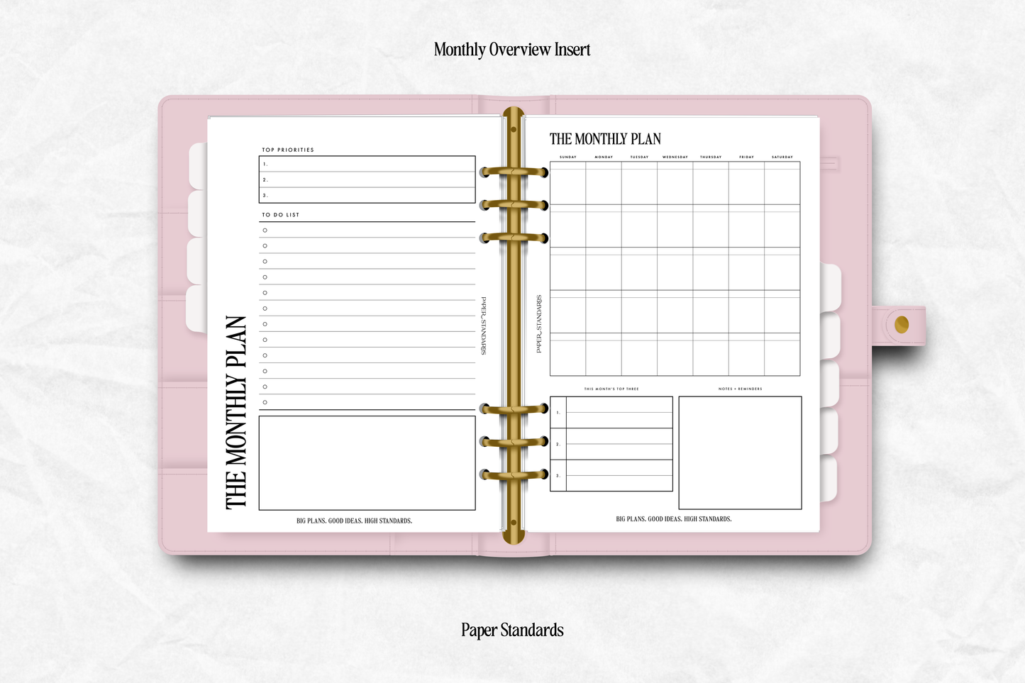 Monthly Overview Insert